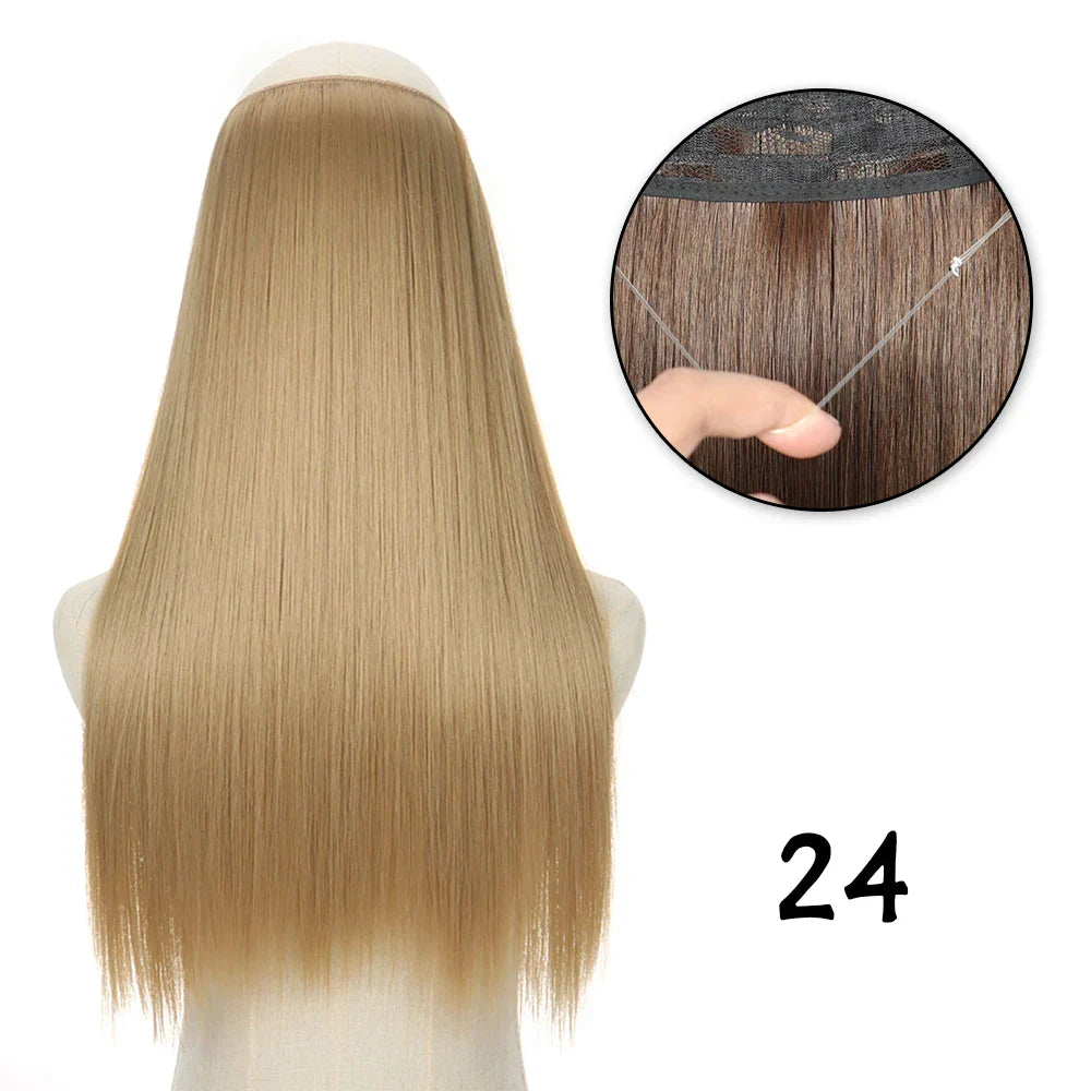 Hair Extensions No Clips Synthetic Fake Hair Ombre