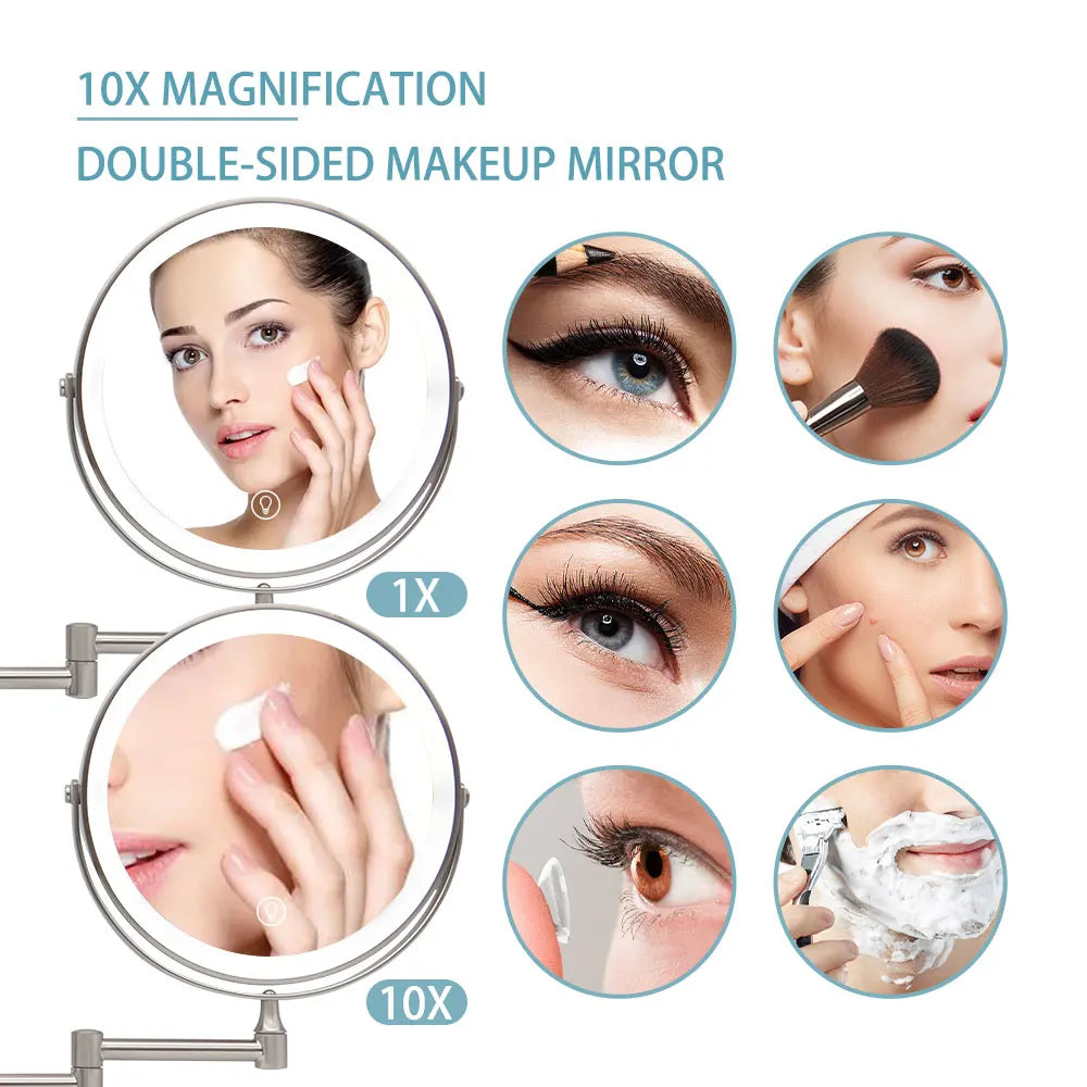 Wall Mounted Bathroom Mirror Adjustable Led Makeup Mirror