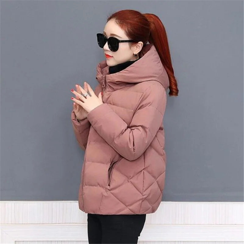Short Hooded Cotton Jacket Women Parka Coats Autumn