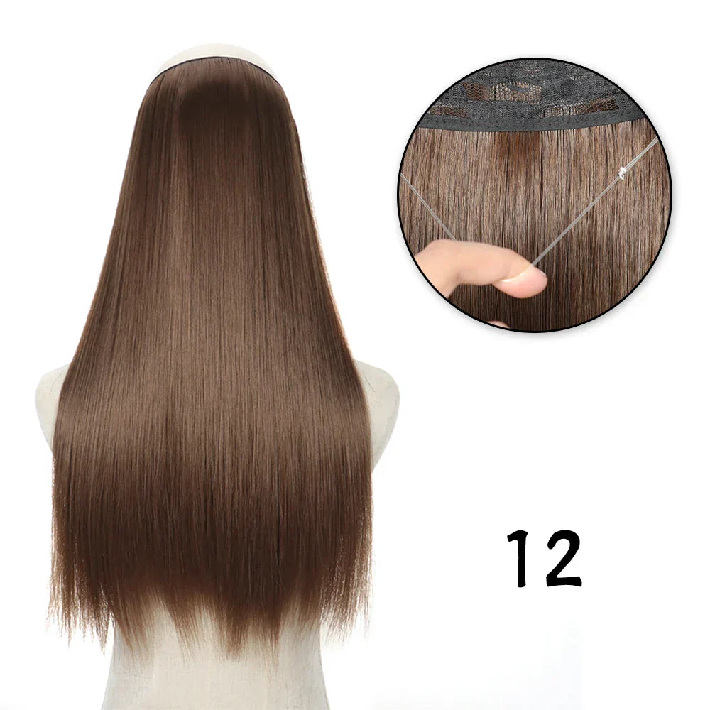 Hair Extensions No Clips Synthetic Fake Hair Ombre