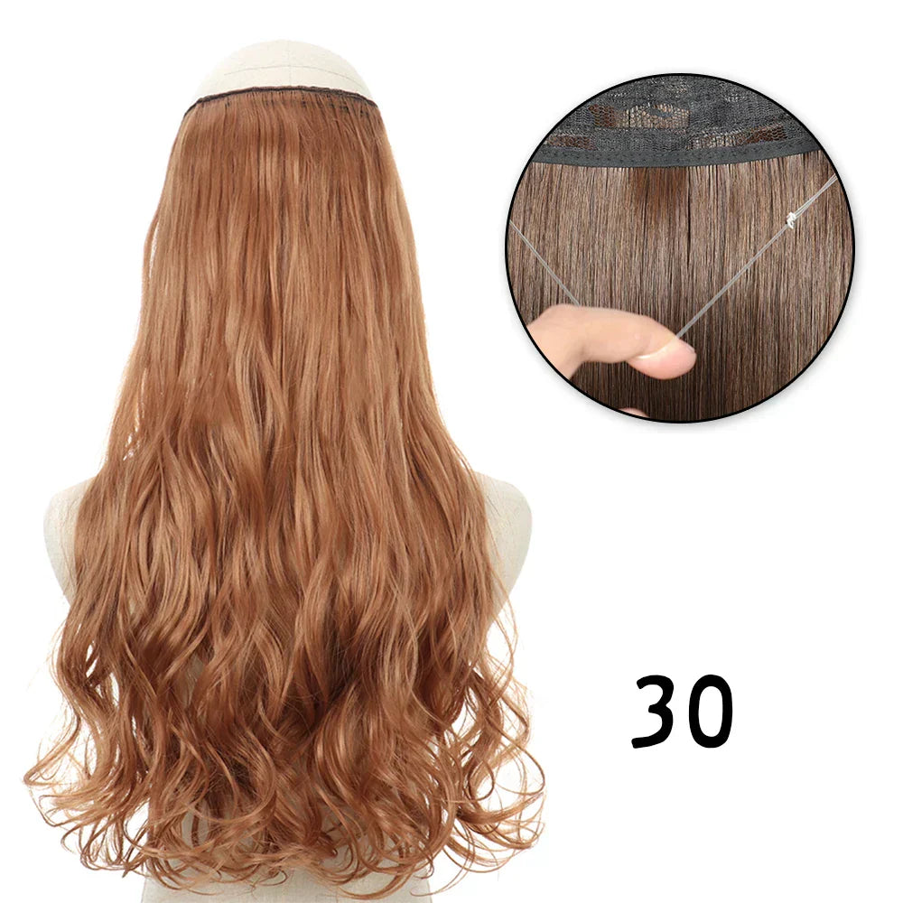 Hair Extensions No Clips Synthetic Fake Hair Ombre