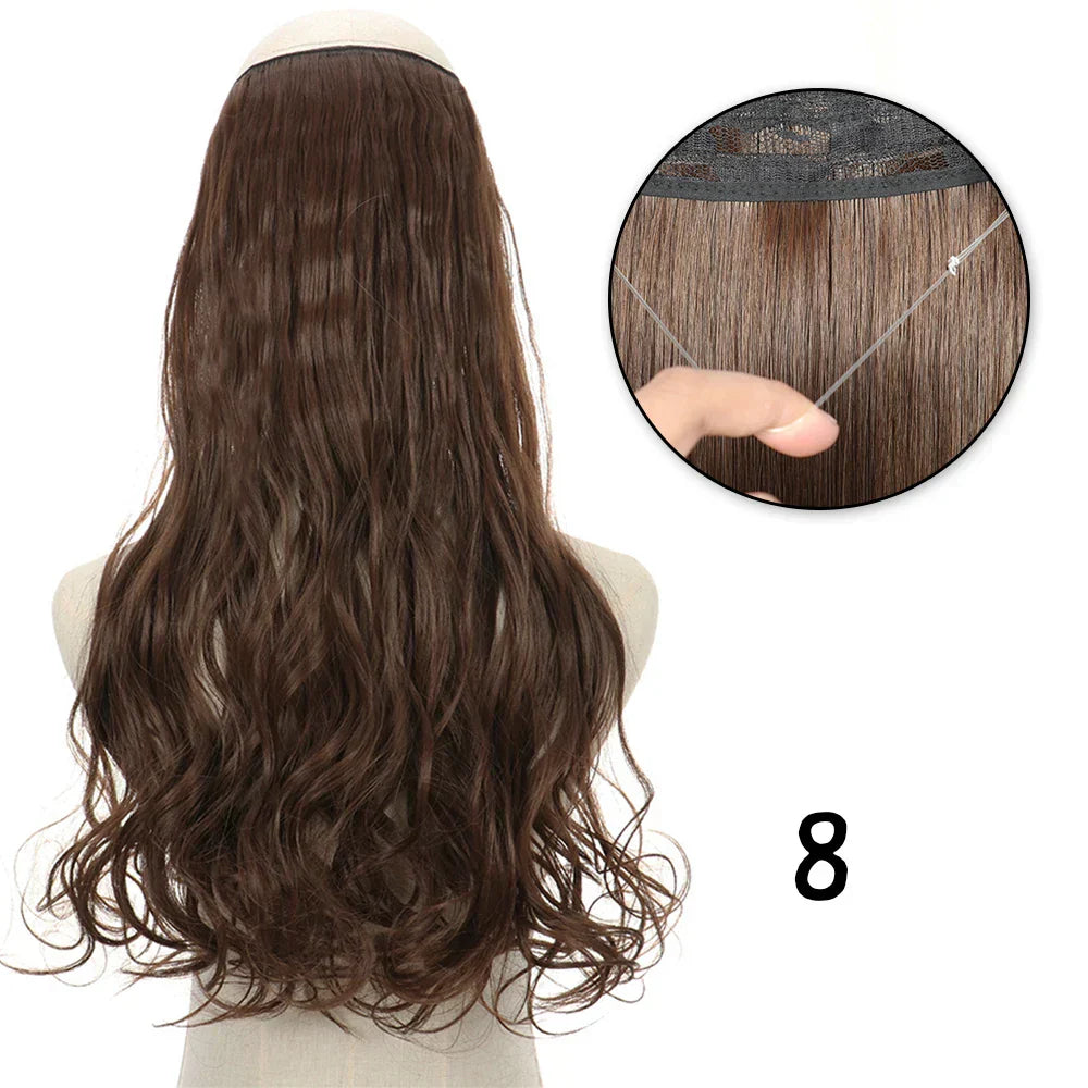 Hair Extensions No Clips Synthetic Fake Hair Ombre