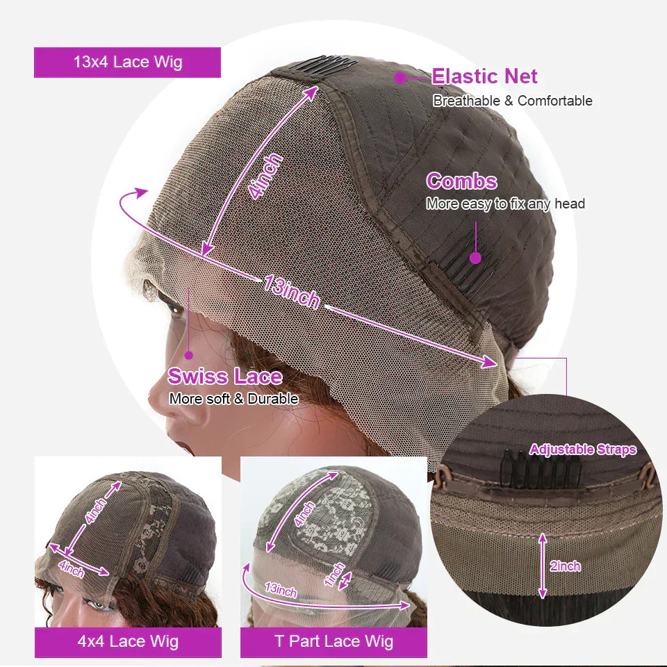 Transparent 13X4 Lace Front Human Hair Wigs Highlight