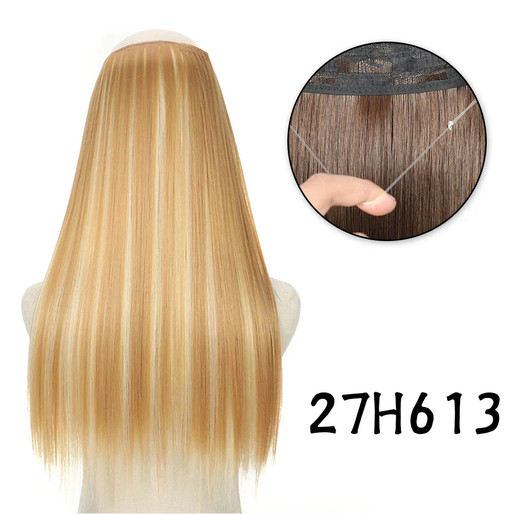 Hair Extensions No Clips Synthetic Fake Hair Ombre