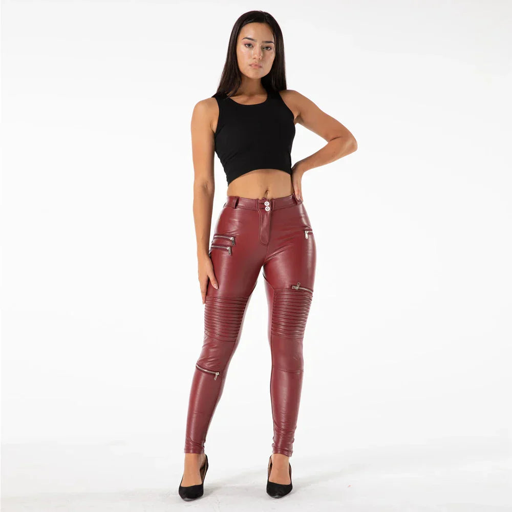 Shascullfites Melody Fitting Leather Motorcycle Leggings Pants With