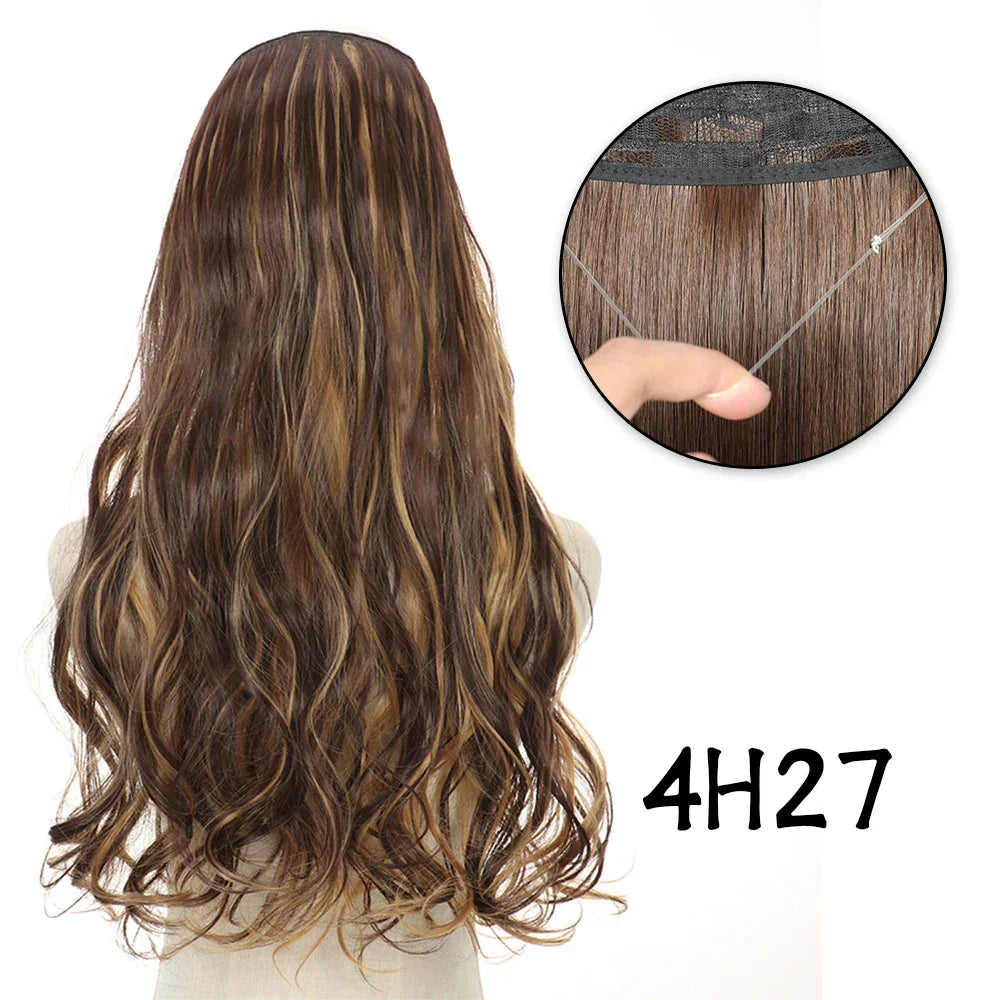 Hair Extensions No Clips Synthetic Fake Hair Ombre