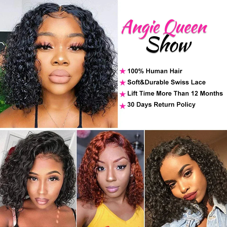 Peruvian Water Wave Human Hair Bob Wigs For