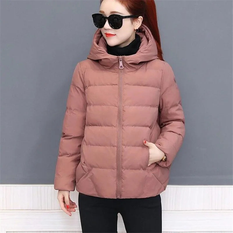 Short Hooded Cotton Jacket Women Parka Coats Autumn