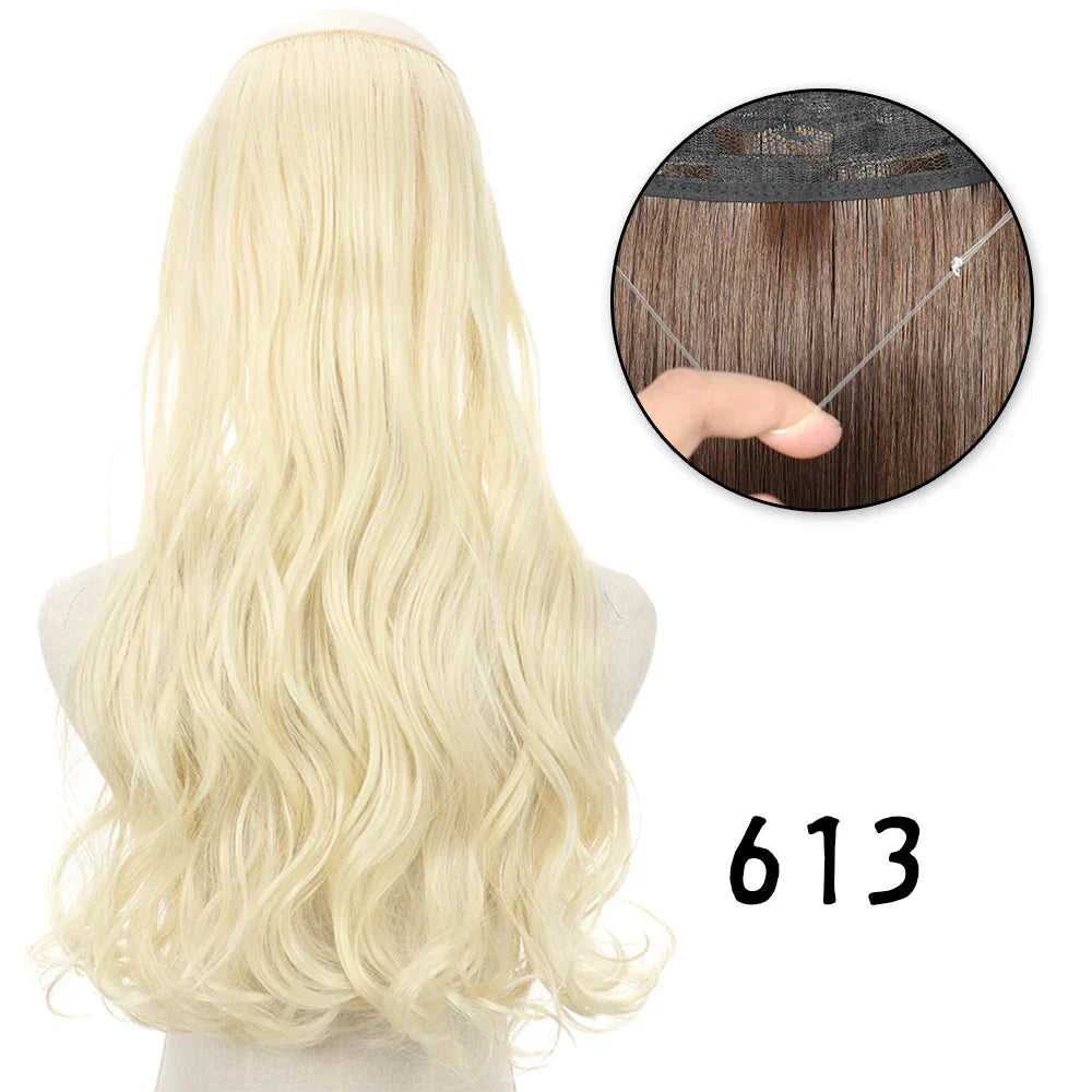 Hair Extensions No Clips Synthetic Fake Hair Ombre