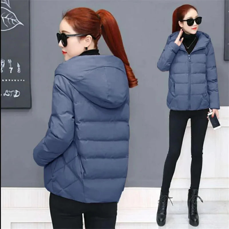 Short Hooded Cotton Jacket Women Parka Coats Autumn