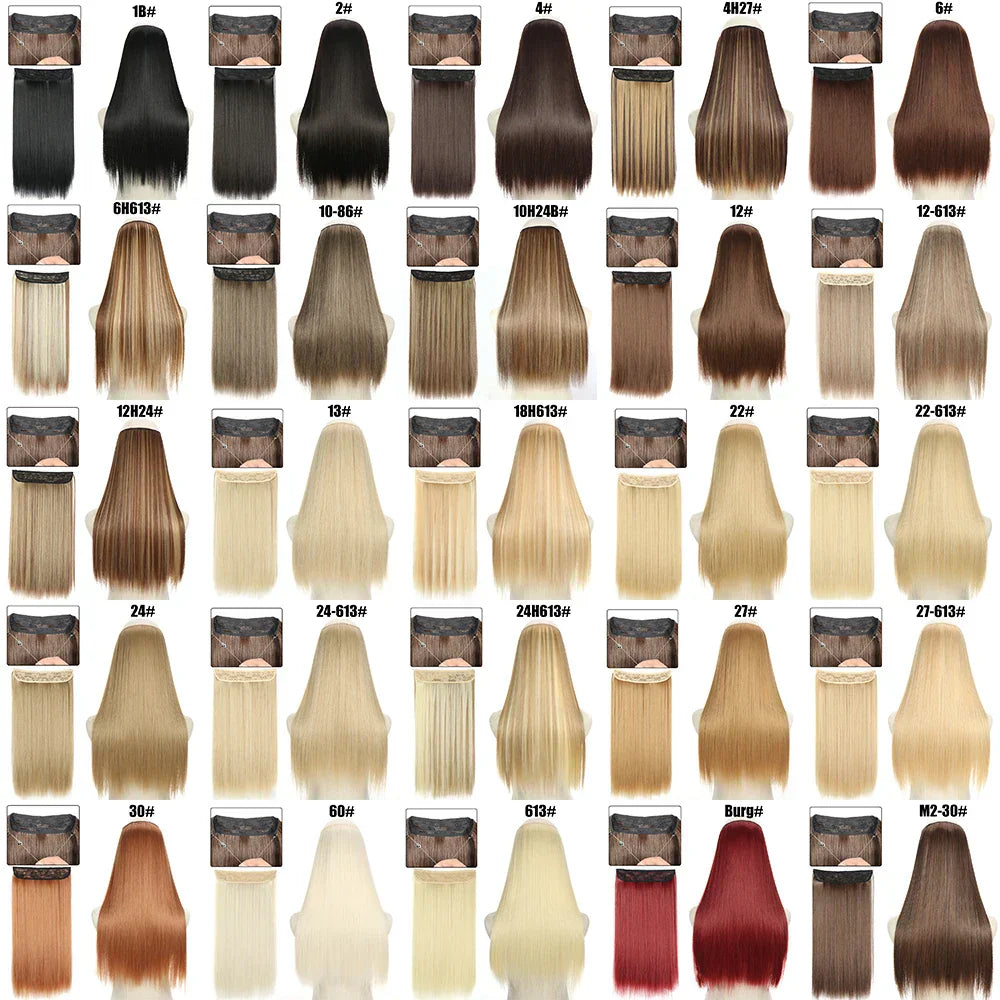 Hair Extensions No Clips Synthetic Fake Hair Ombre