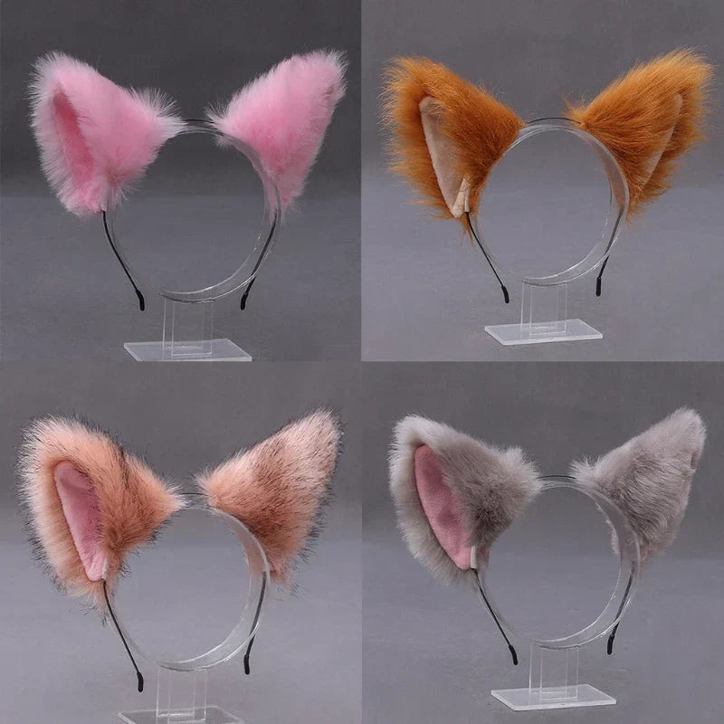 Women Anime Furry Animal Kitty Cat Ears Headband