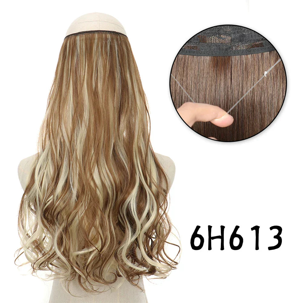 Hair Extensions No Clips Synthetic Fake Hair Ombre