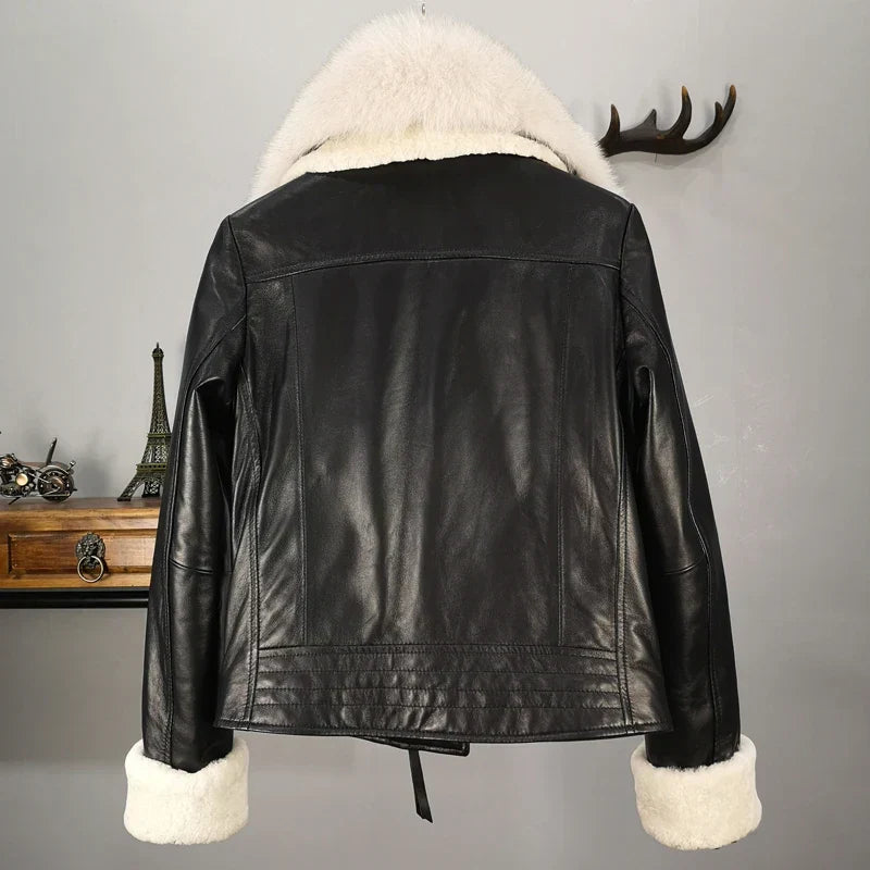Winter Cotton Inside Thicker Warm Real Sheep Leather