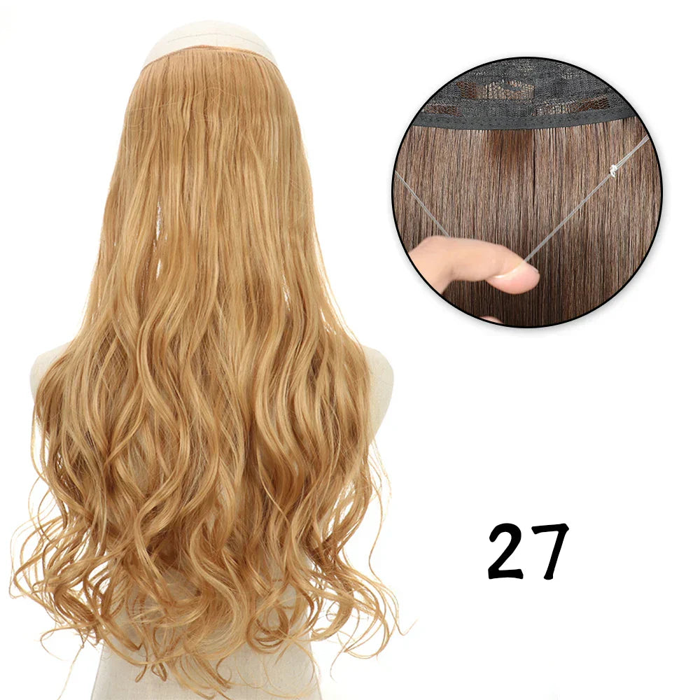 Hair Extensions No Clips Synthetic Fake Hair Ombre