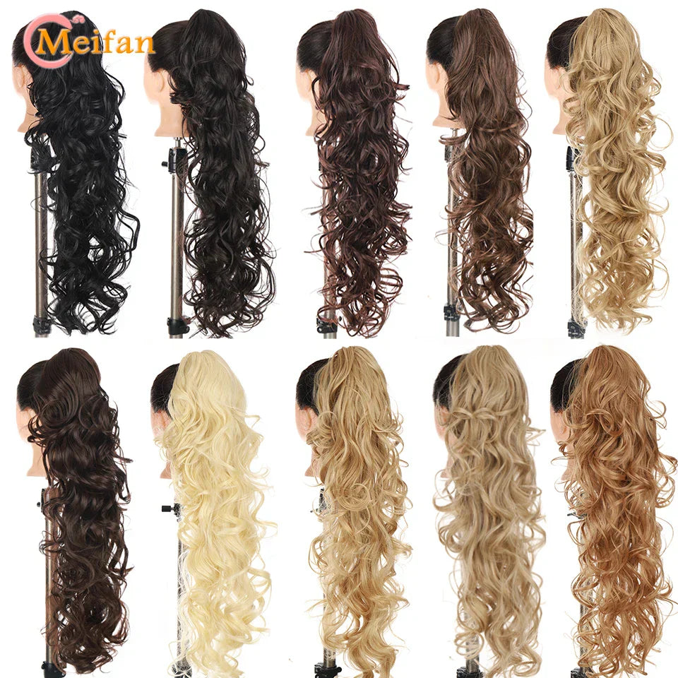 Meifan Long Synthetic Wavy Clip In Hair Ponytail