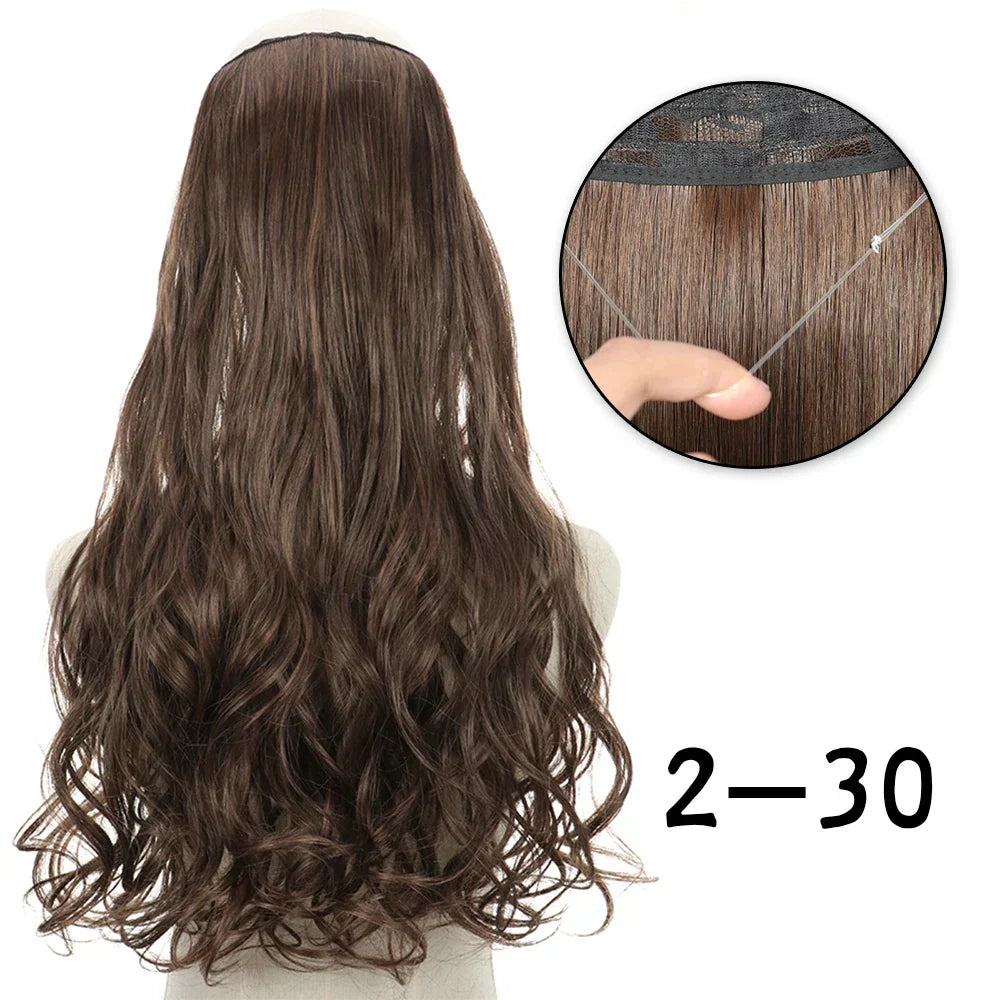Hair Extensions No Clips Synthetic Fake Hair Ombre