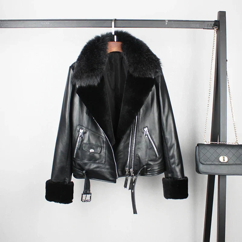 Winter Cotton Inside Thicker Warm Real Sheep Leather