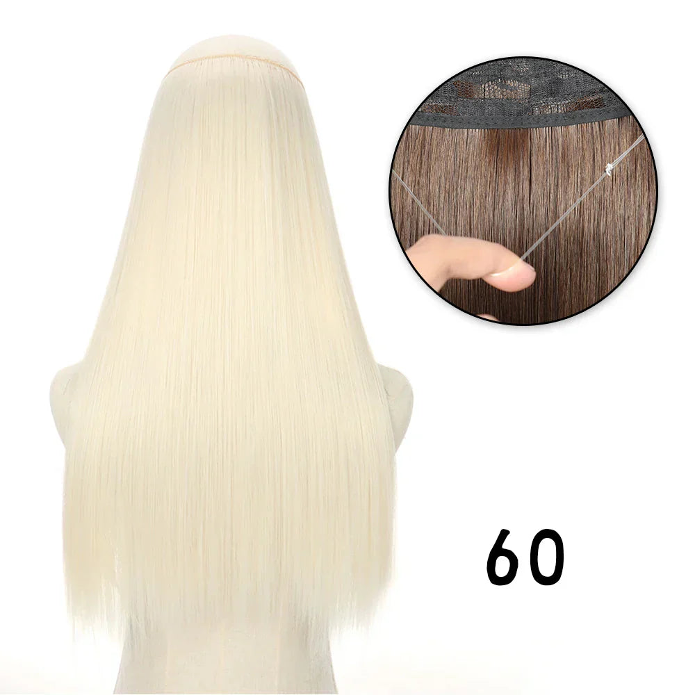 Hair Extensions No Clips Synthetic Fake Hair Ombre