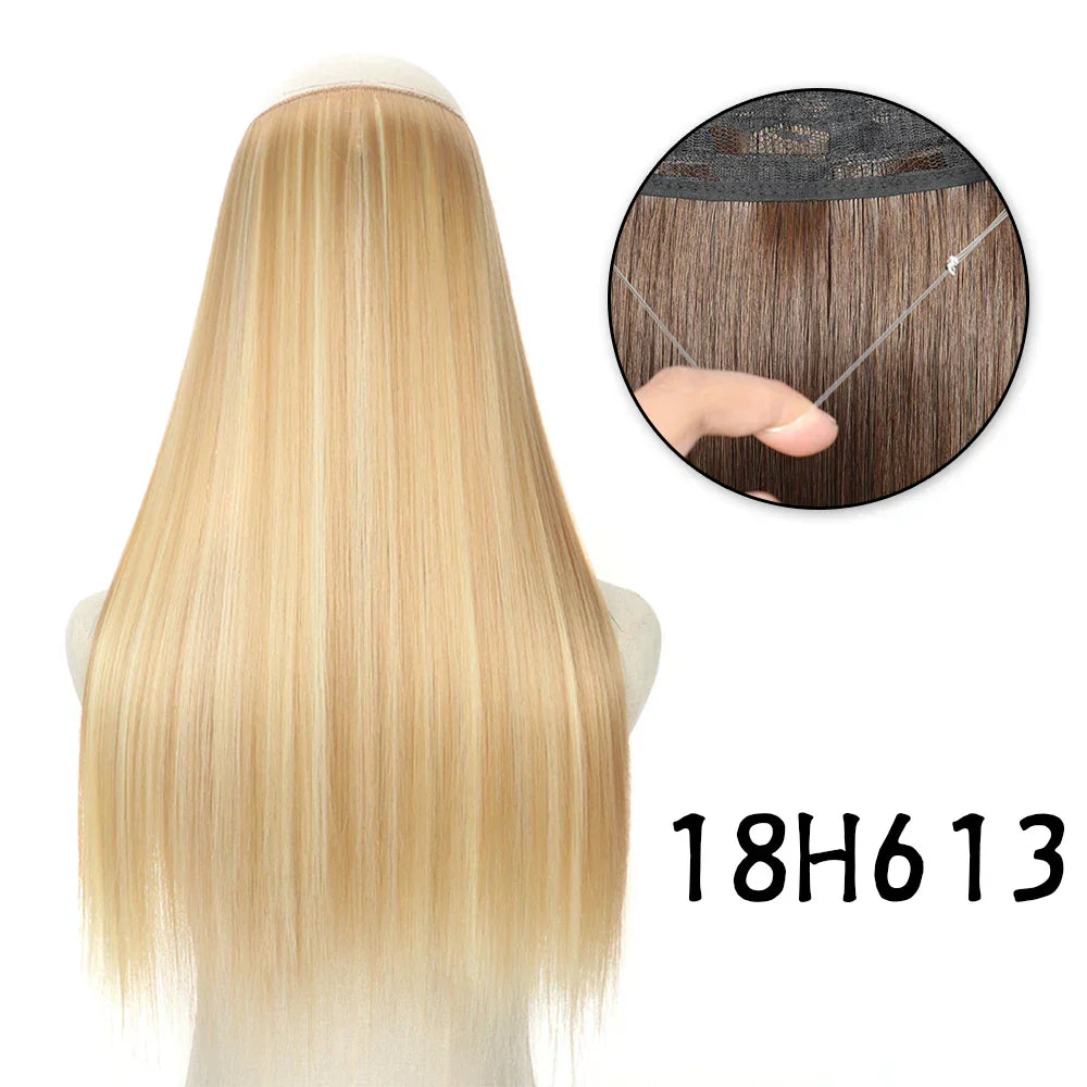 Hair Extensions No Clips Synthetic Fake Hair Ombre