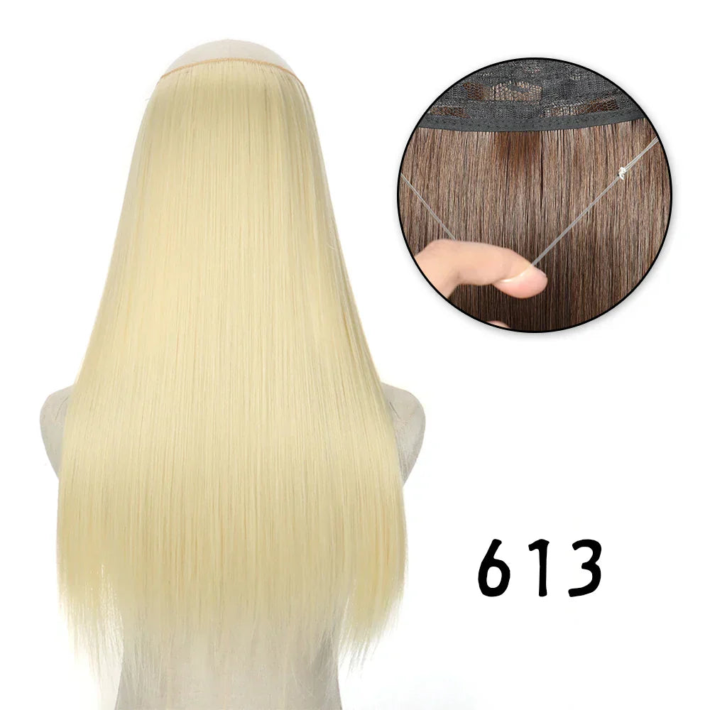 Hair Extensions No Clips Synthetic Fake Hair Ombre