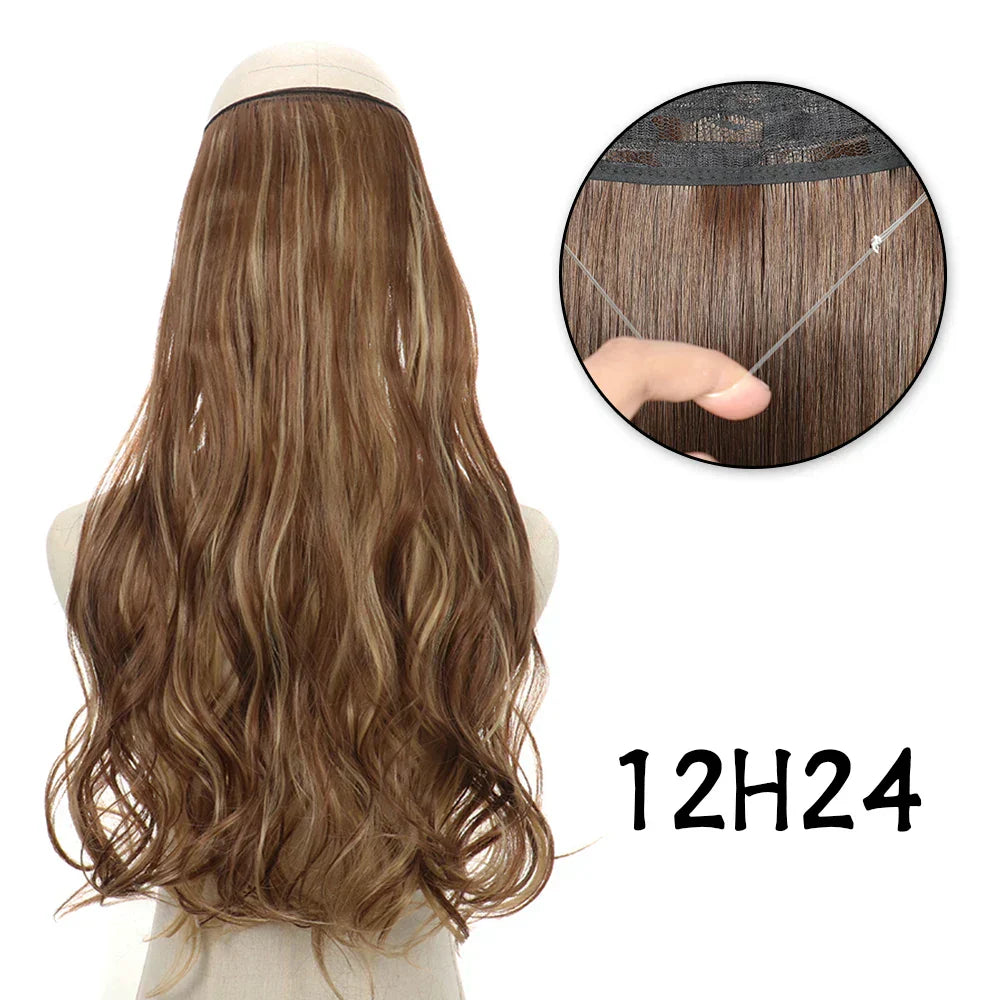 Hair Extensions No Clips Synthetic Fake Hair Ombre