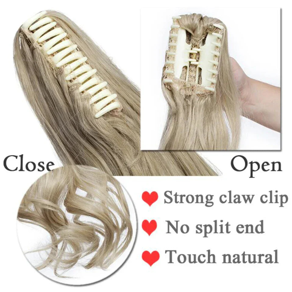 Benehair Synthetic Long Wavy Claw On Ponytail Black