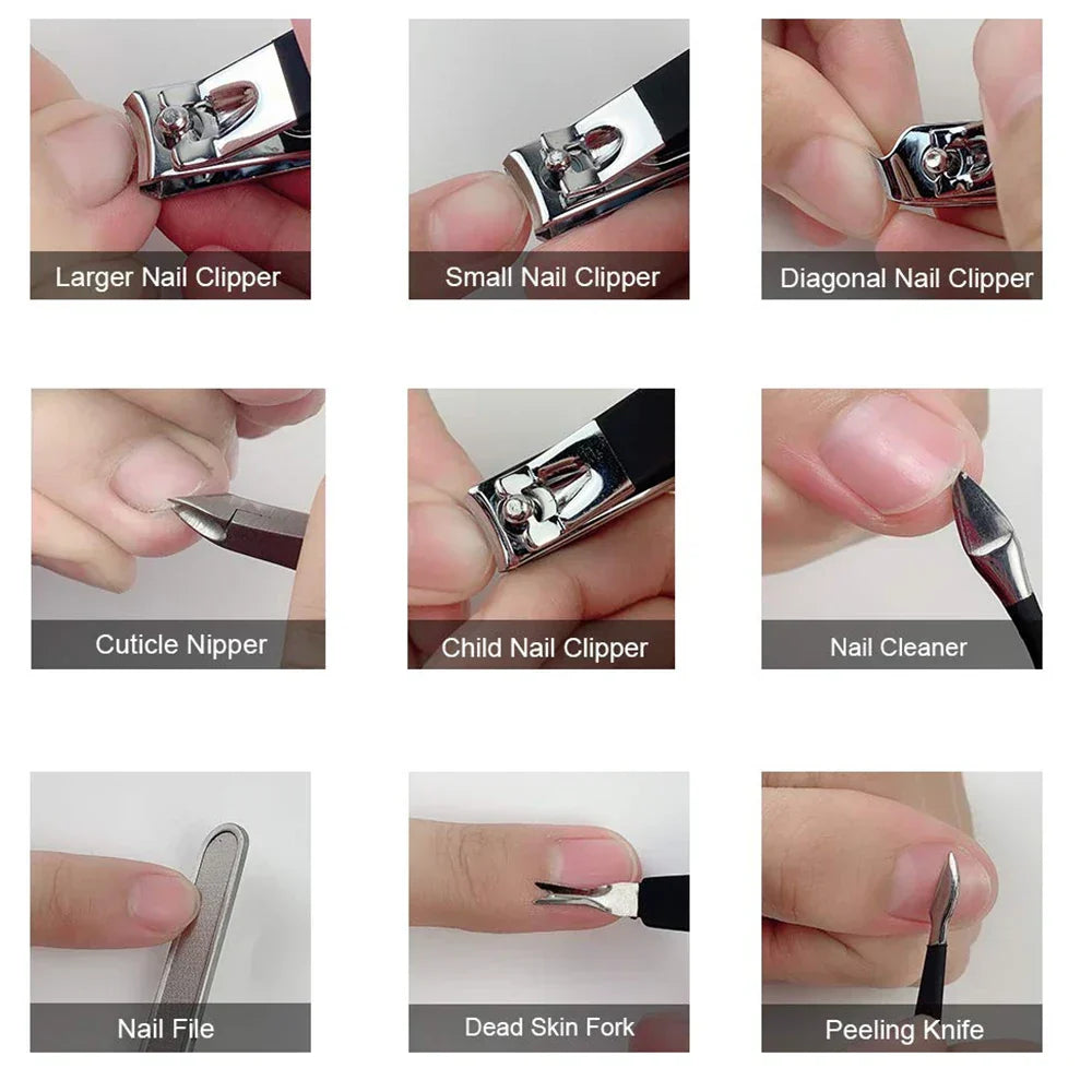 Professional Manicure Set Kit Pedicure Scissor Tweezer Eyebrow