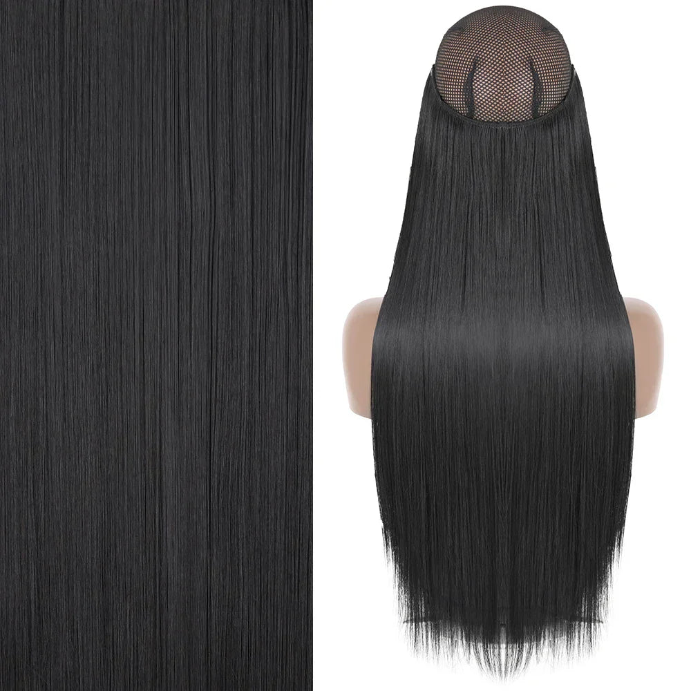 Merisihair Synthetic No Clip Invisible Wire Hair Extensions