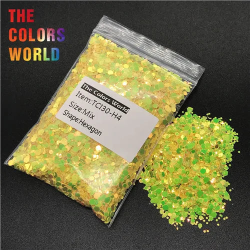 Hexagon Shape Mix Nails Glitter Nail Art