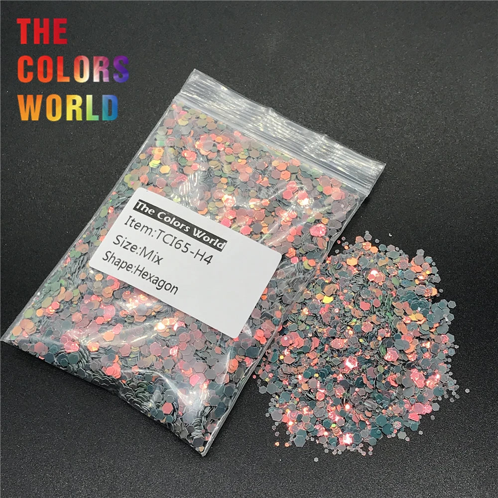 Hexagon Shape Mix Nails Glitter Nail Art