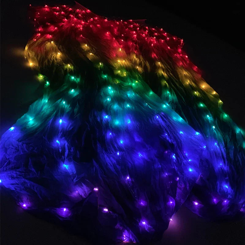 Silk Led Rainbow Dance Fans Women Belly