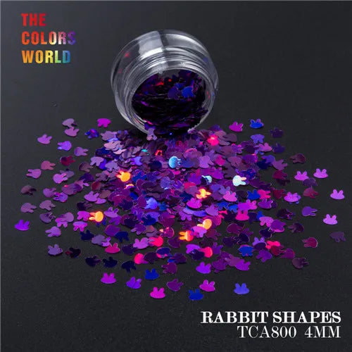 Holographic Color Rabbit Shape Mm Glitter Bunny