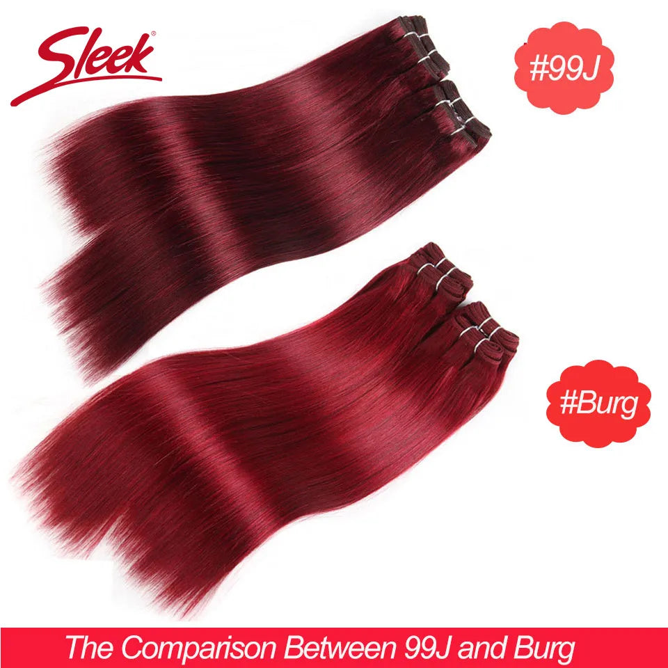 Sleek Brazilian Straight Hair Brown Color And Red