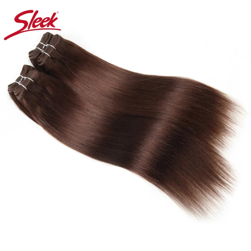 Sleek Brazilian Straight Hair Brown Color And Red