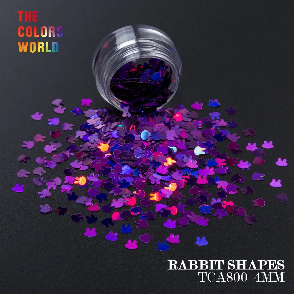 Holographic Color Rabbit Shape Mm Glitter Bunny