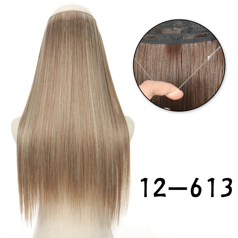 Hair Extensions No Clips Synthetic Fake Hair Ombre