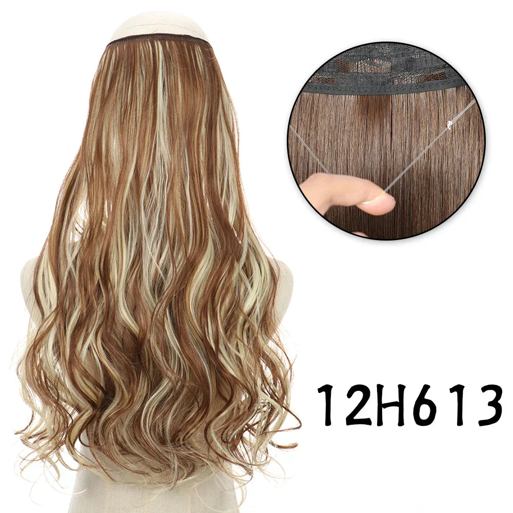 Hair Extensions No Clips Synthetic Fake Hair Ombre