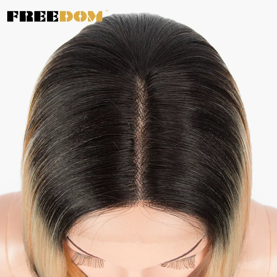 Freedom Straight Synthetic Lace Wigs Short Bob Ombre