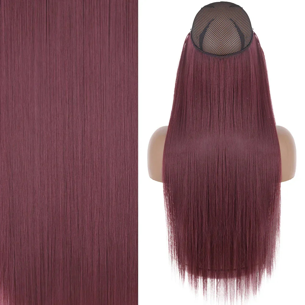 Merisihair Synthetic No Clip Invisible Wire Hair Extensions