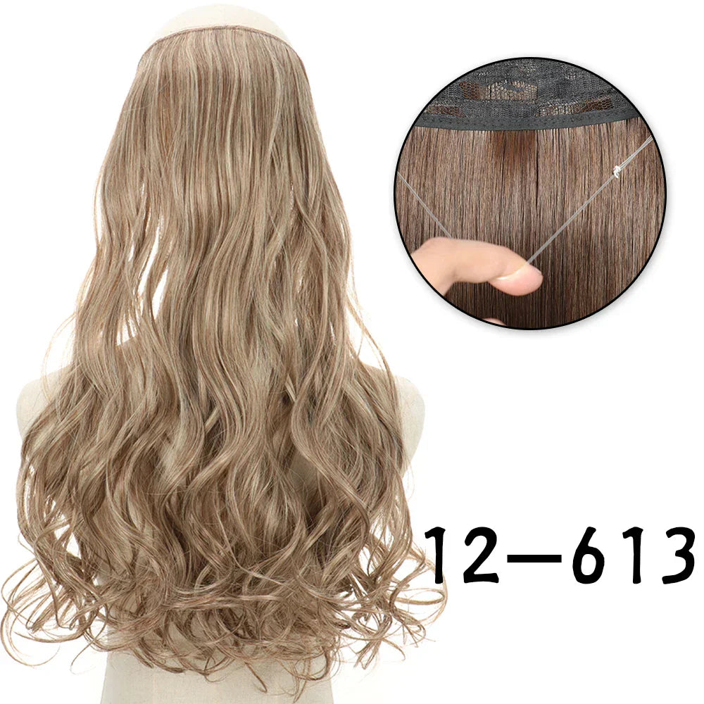 Hair Extensions No Clips Synthetic Fake Hair Ombre