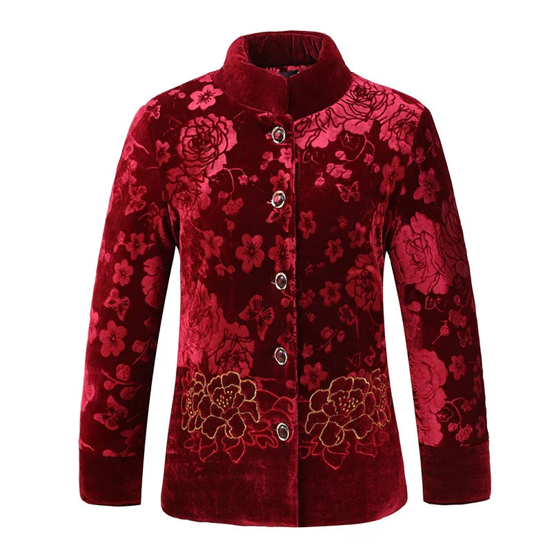 New Middle-Aged Old People Winter Jackets Gold Velvet