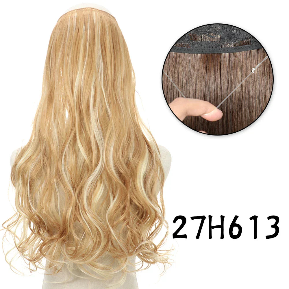 Hair Extensions No Clips Synthetic Fake Hair Ombre