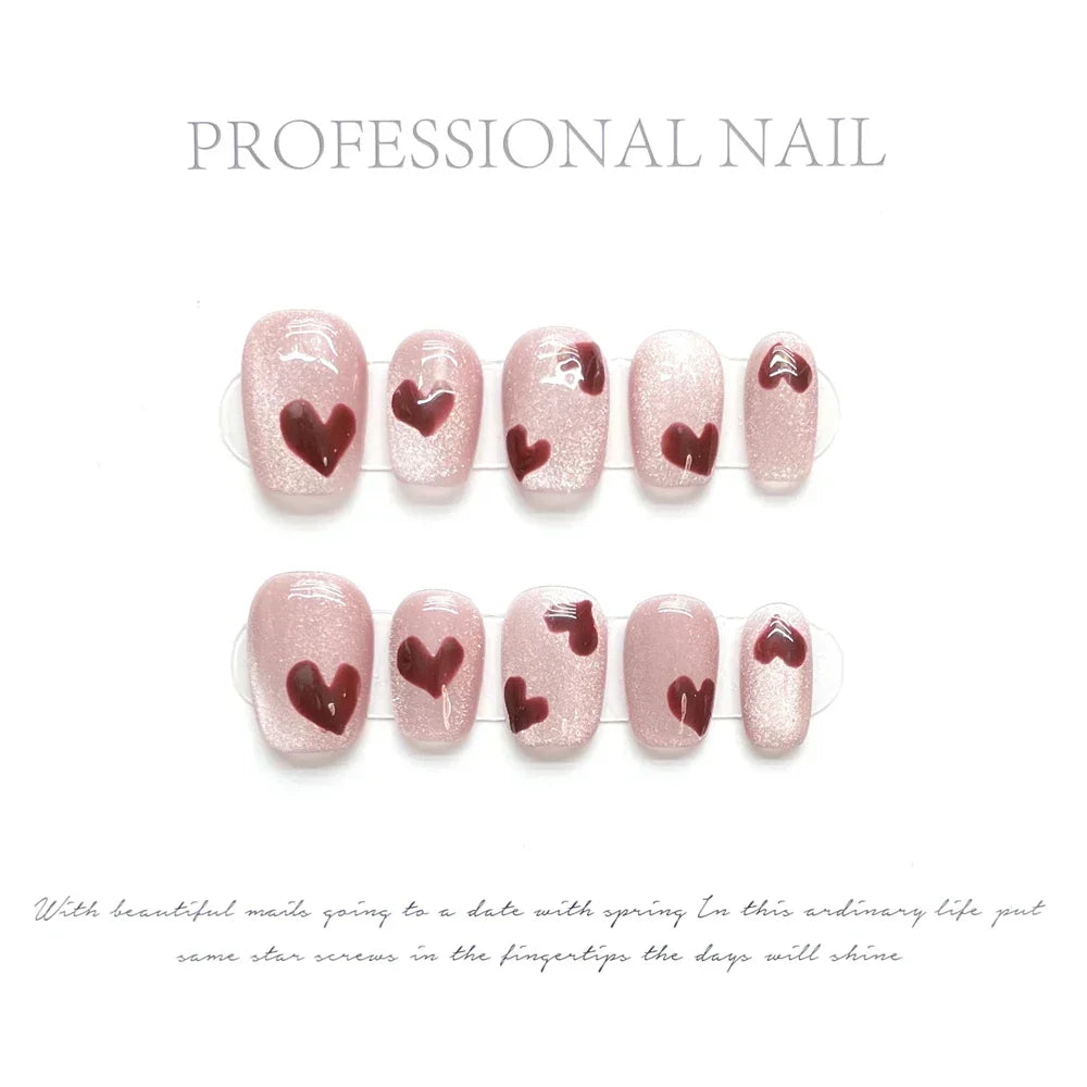 Handmade Kawaii Press On Nails Short Korean Partysu