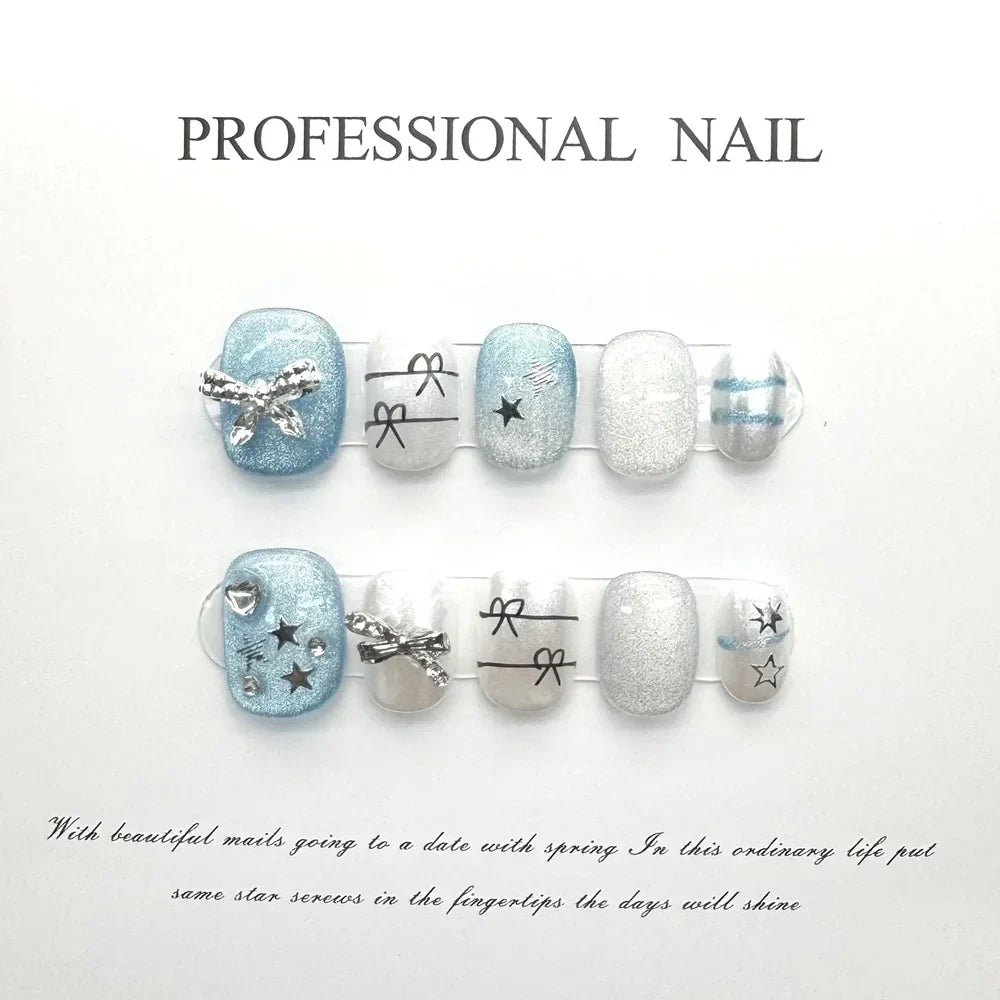 Handmade Kawaii Press On Nails Short Korean Partysu
