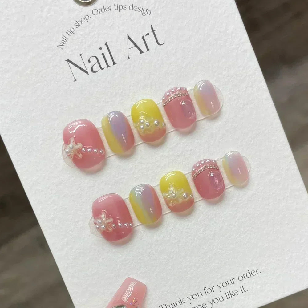 Handmade Kawaii Press On Nails Short Korean Partysu