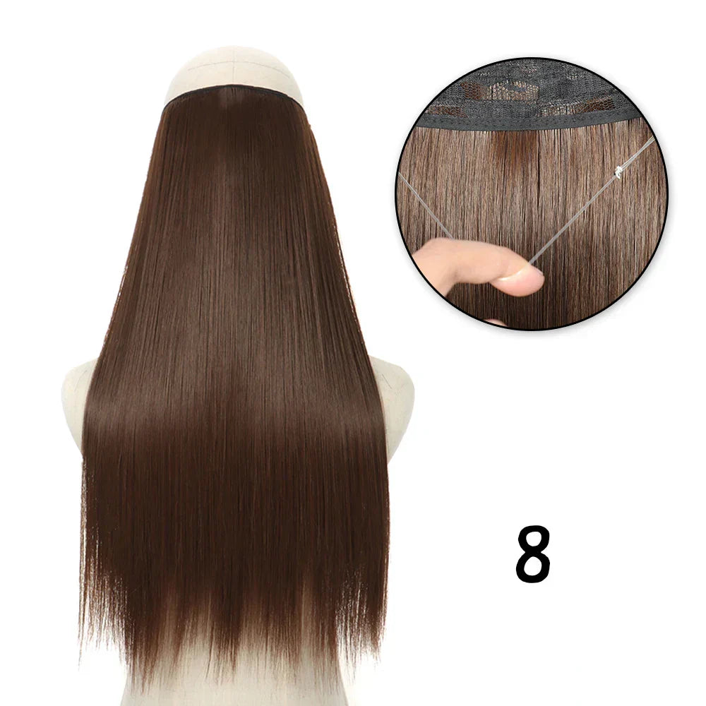 Hair Extensions No Clips Synthetic Fake Hair Ombre
