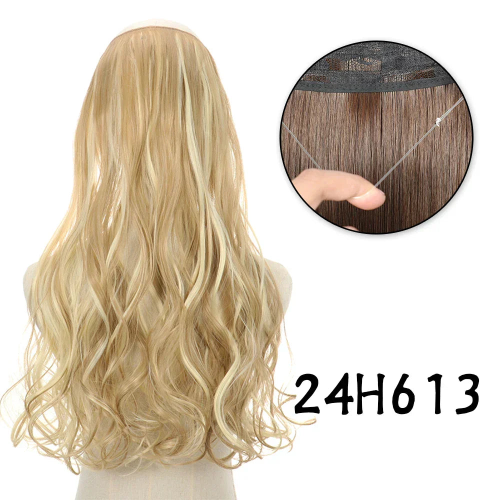 Hair Extensions No Clips Synthetic Fake Hair Ombre