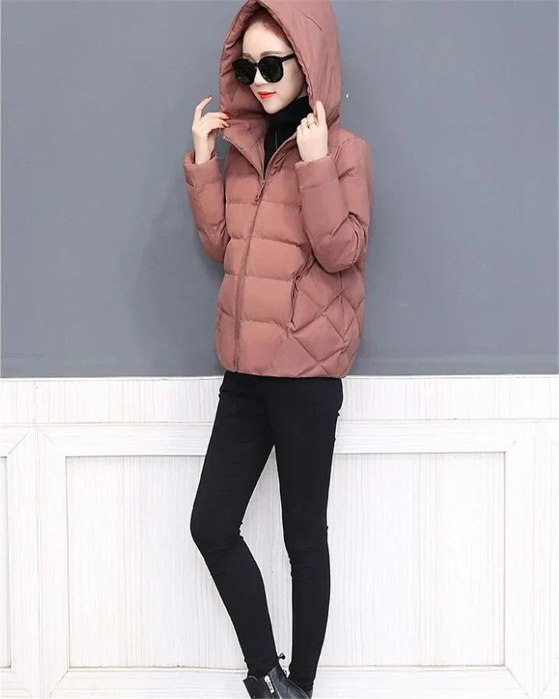 Short Hooded Cotton Jacket Women Parka Coats Autumn