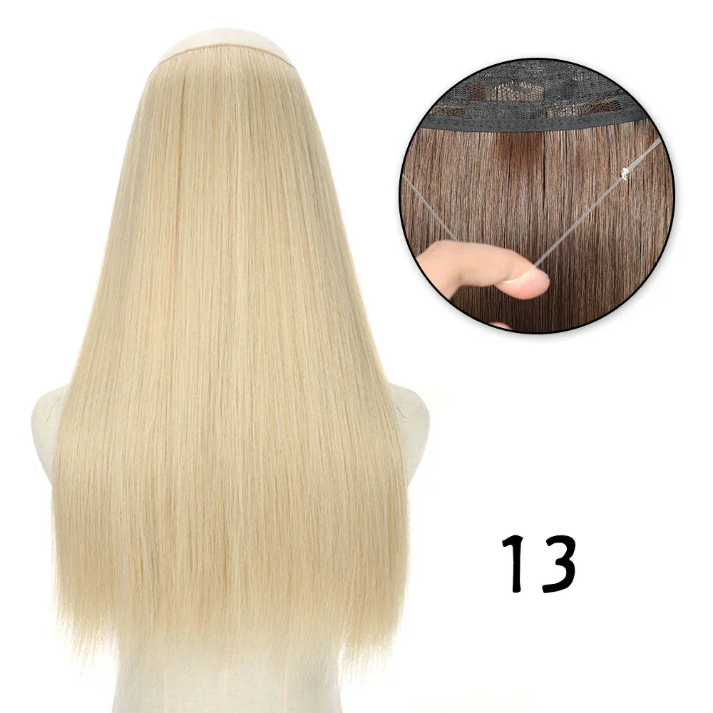 Hair Extensions No Clips Synthetic Fake Hair Ombre